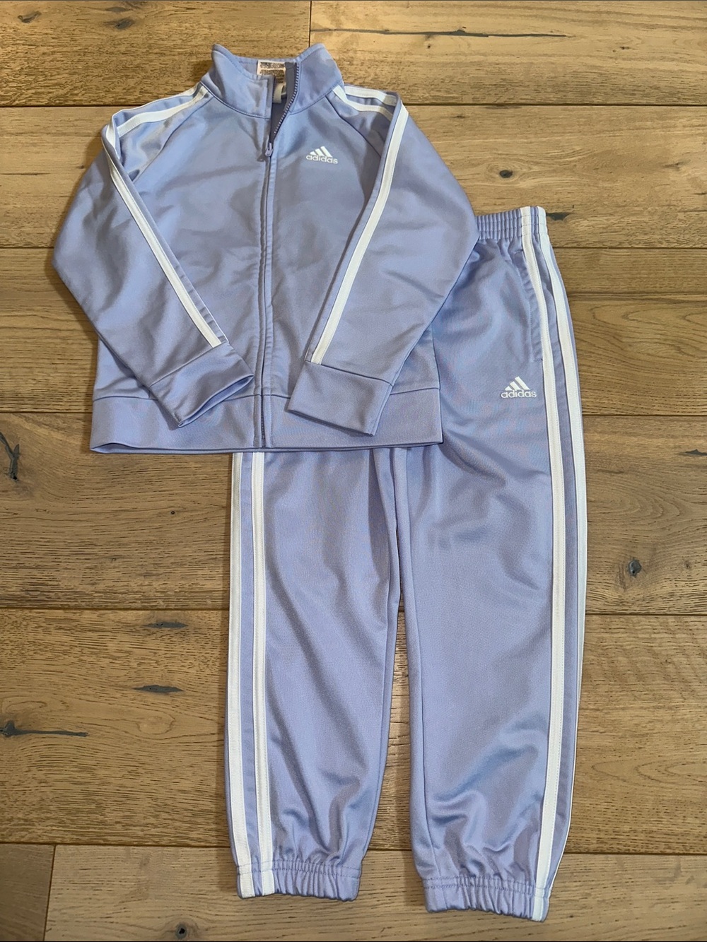 adidas Kids Lavender Track Jacket & Joggers - Light Purple with White Stripes